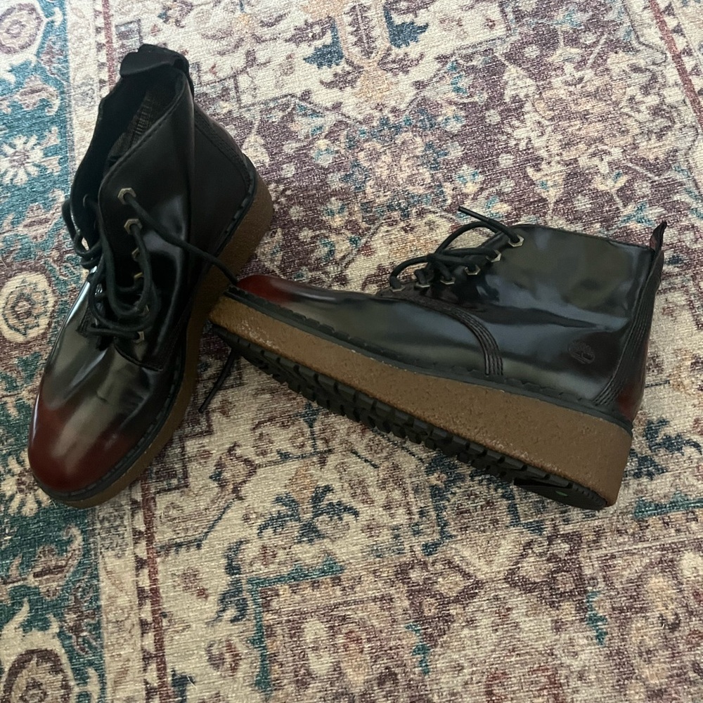 Timberland Black Combat Boots with Chunky Sole
